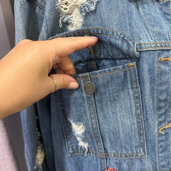 Hidden Distressed Denim Jacket - Picture 9 of 13